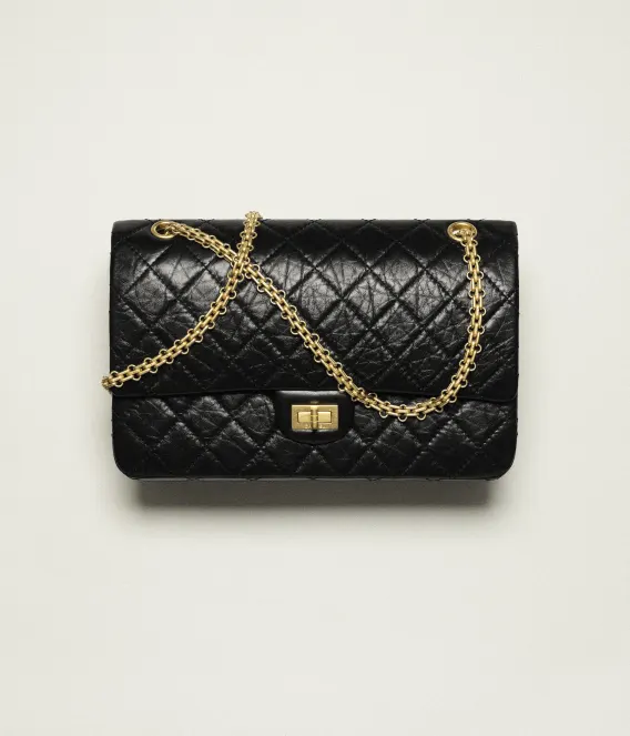 Large 2.55 Handbag Aged Calfskin & Gold-Tone Metal Black